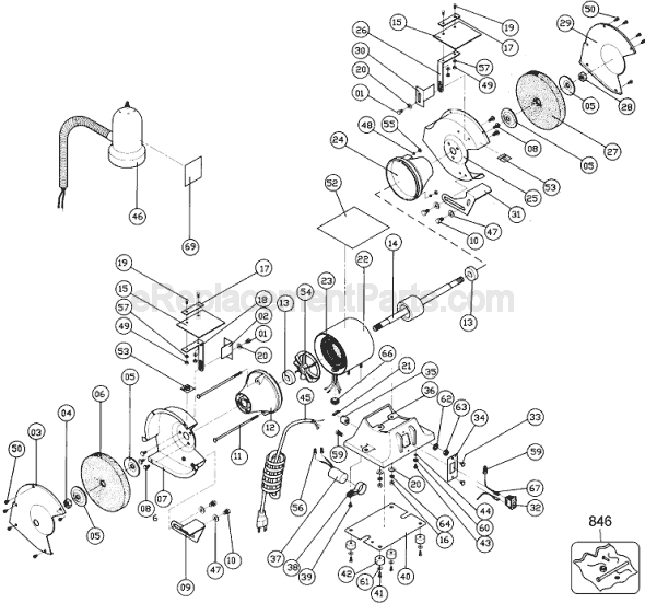 Page A Diagram and Parts List for 9407 Type 1 Black and Decker Bench Grinder